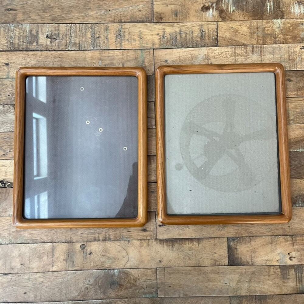 2 Teak Wood Photo Frames 10.5 x 8.5" Rounded Corners Made in Thailand